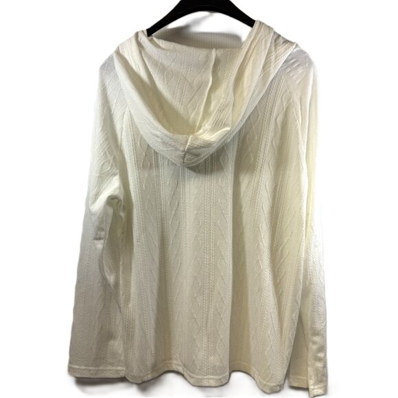 Women’s Off-White Lightweight Hooded Full-Zip Sweater – Plus Size XXL - Picture 2 of 6